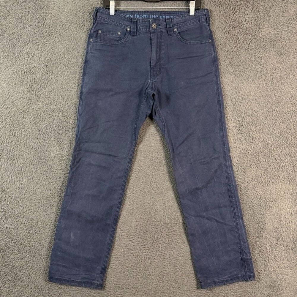 Prana Bronson Pants Mens 32x32 Blue Straight Fit Canvas Hiking Travel Outdoors